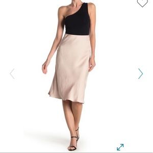 Champagne Satin Midi Skirt